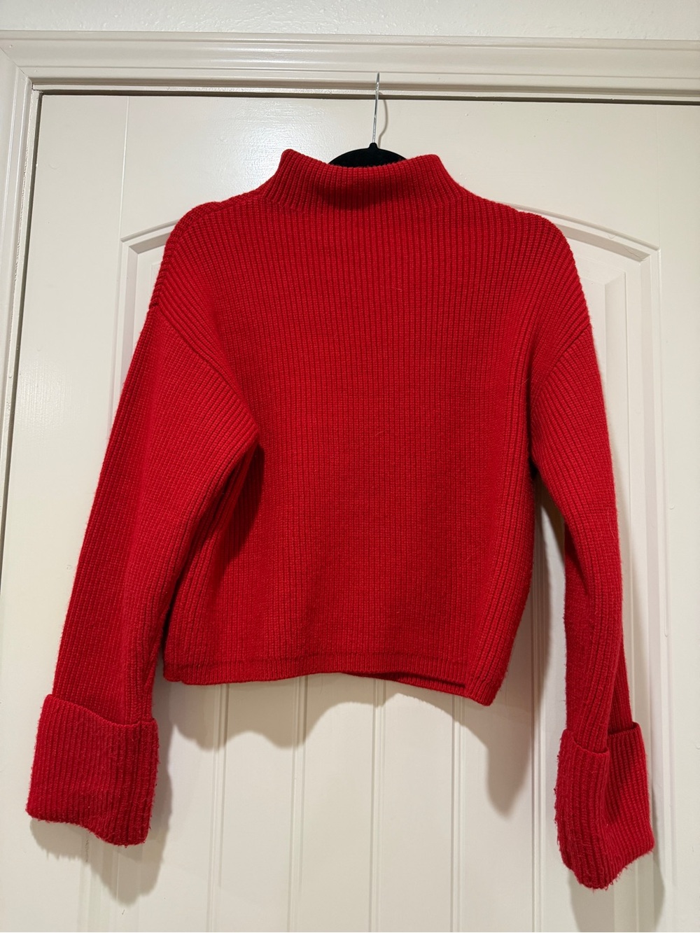 Mango Red Mock Neck Ribbed Knit Sweater - Picture 4 of 5